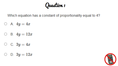 Each question has a calculator or no calculator graphic.
